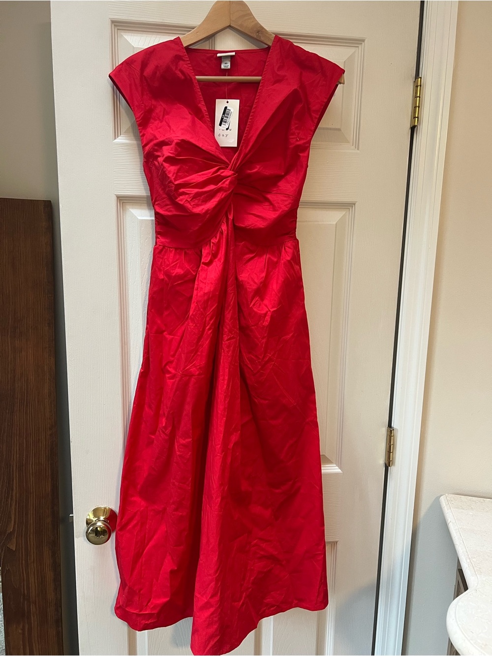 a new day Red Twist-Front Midi Dress size XS